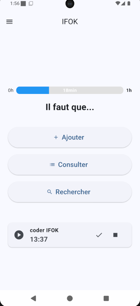 Capture d'écran de l'application